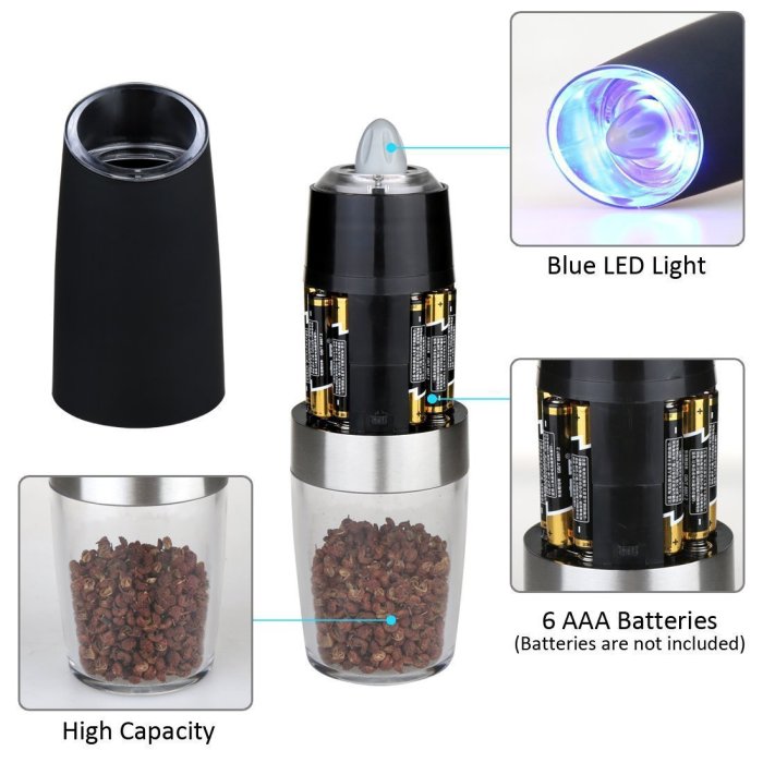 【牛牛柑仔店】重力感應電動胡椒研磨器 研磨器胡椒粒 研磨調味料 調味瓶 調味罐 自動胡椒研磨器 芝麻研磨罐 花椒罐