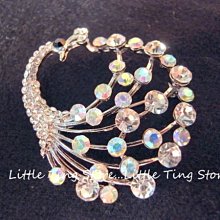 Little Ting Store:滿天星白鑽孔雀展翅別針水晶鑽大別針長針固定厚披肩圍巾胸針 造型夾