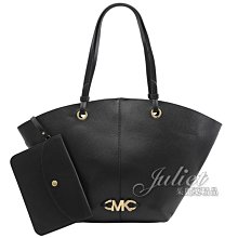 【茱麗葉精品】全新精品 MICHAEL KORS 專櫃款 IZZY 金屬LOGO荔枝皮革肩背托特包.黑 現貨