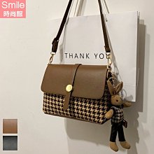 【P995】SMILE-簡約單品．千鳥格時尚單肩斜挎小方包