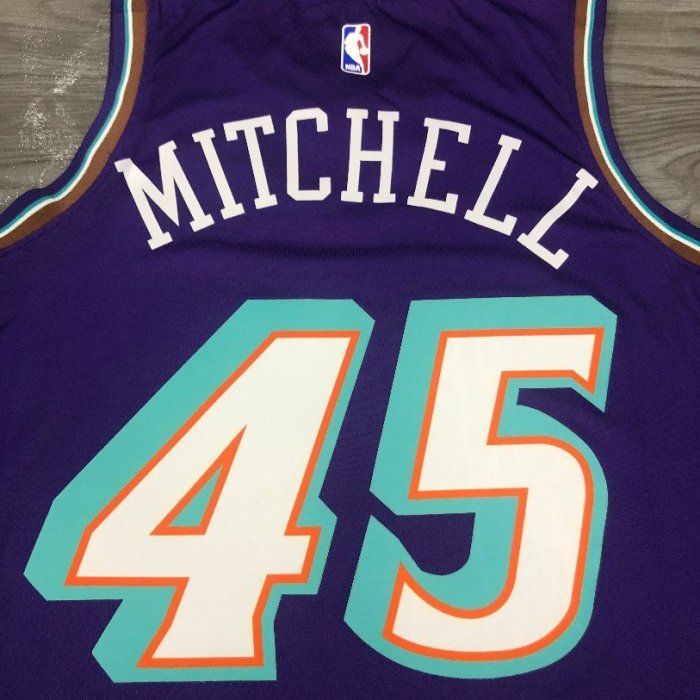 【 Cf12 】【熱壓】 NBA 球衣猶他爵士 45 米切爾紫色籃球球衣-master衣櫃3