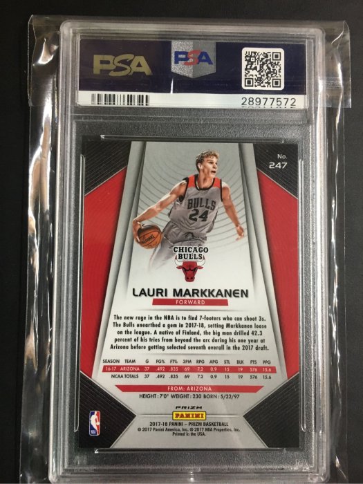 Lauri Markkanen 銀亮Prizm Silver 鑑定PSA9級新人卡RC Rookie | Yahoo