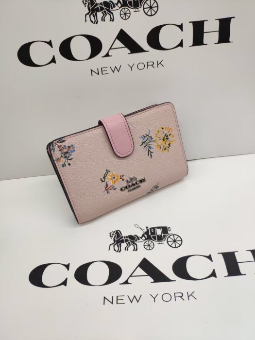 現貨美國代購COACH 2885 4116花朵蘋果印花女生錢包 皮夾 錢夾 卡包 零錢包明星同款熱銷