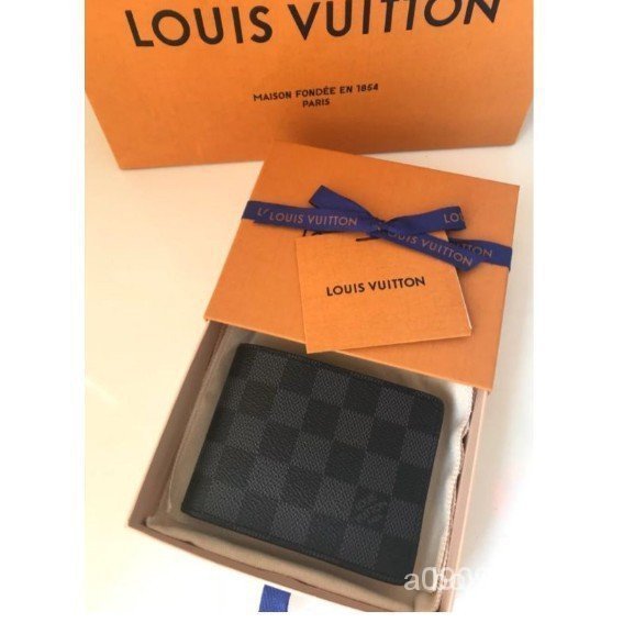 【二手正品】 LV LOUIS VUITTON SLENDER ID 男士錢包 黑色 棋盤格 短夾 N64002