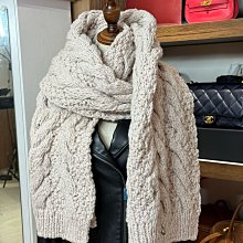 Moncler 全新 粉灰色 羊毛圍巾 粗紡 粗織200x37公分 大圍巾 可做披肩