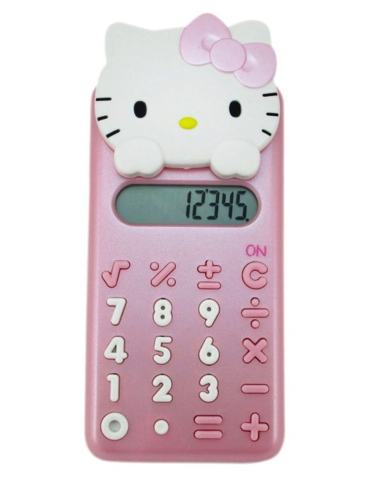 【卡漫迷】出清 特價299 Hello Kitty 電子 計算機 ㊣版 8位元 滑蓋 數字造型 按鍵 攜帶式 計算器