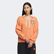 南🔥2023 10月 ADIDAS OG POLO衫 長袖上衣 拉繩 三葉草 徽章 縮口 女款 橘 IN1094