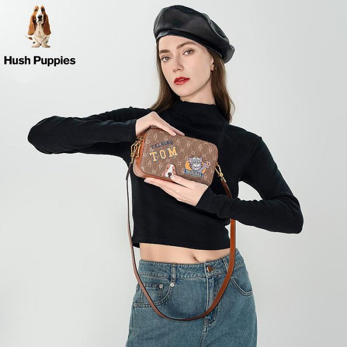 Hush Puppies/暇步士女包2024新款湯姆貓聯名款單肩包時尚相機包