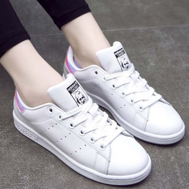 老夫子 adidas Stan Smith J White 史密斯 三葉草 雷射 炫彩 彩色 休閒鞋 女