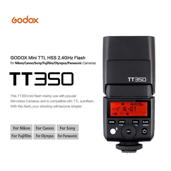 Godox 神牛 TT350 TTL 機頂閃光燈 公司貨 for Fujifilm 富士 TT350F