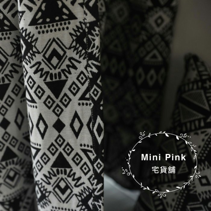Mini Pink 宅貨舖--美式現代簡約風 黑白幾何緹花成品窗簾 寬140*高215cm【B485】促銷款