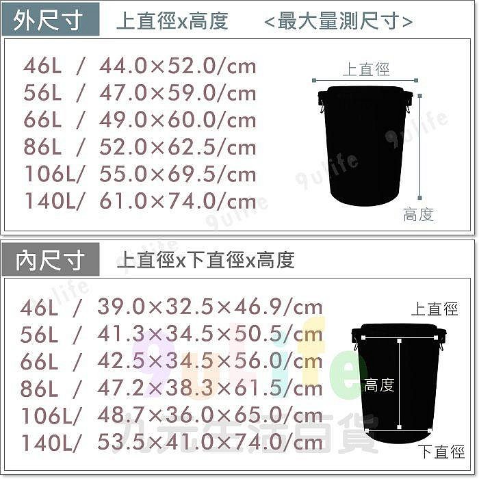 【九元生活百貨】收美 加厚萬年桶/140L 萬能桶 回收桶 廚餘桶 大垃圾桶 耐衝擊塑料 台灣製H