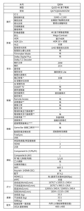 【歡迎~狠殺】SUNLING三星75吋QLED 4K 量子液晶電視 QA75Q60AAWXZW 光增豔科 75Q60A