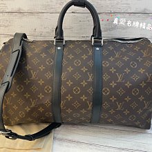 《真愛名牌精品》LV M56711 KEEPALL BANDOULIÈRE 45 老花 旅行袋  *全新品*