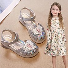 女童涼鞋夏季新款軟底愛莎公主包頭公主鞋小女孩寶寶兒童鞋子