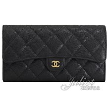 【茱麗葉精品】全新商品 CHANEL 專櫃商品 AP0241 經典LOGO菱格紋荔枝皮金扣長夾.黑/金 預購無現貨