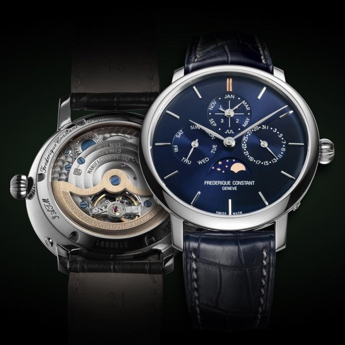 【高冠國際】CONSTANT 康斯登 FC-775NSP4S6 萬年曆月相腕錶 藍面 42mm 限量33只