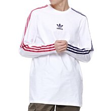 南◇現 Adidas LS STRIPE TEE EC3671 愛迪達 三條線 白紅紫色 不對稱 三葉草 美版XL