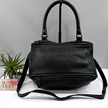 優買二手精品名牌店 GIVENCHY Pandora 紀梵希小款潘朵拉 橄欖綠色顆粒羊皮銀釦 肩背包斜背包手提包寶藏包 激新