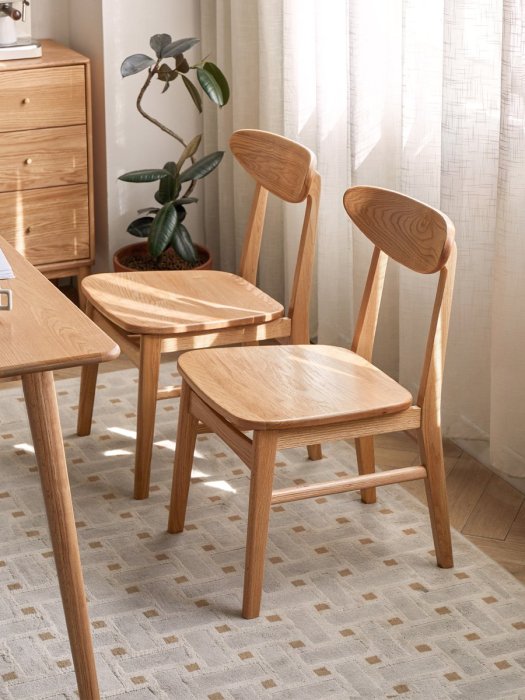 源氏木語實木餐椅家用日式簡約靠背椅餐廳原木餐桌椅子書桌椅凳子