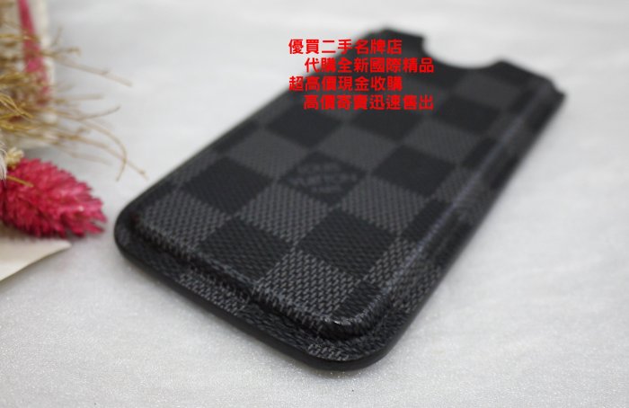 優買二手精品名牌店 LV N63184 黑色棋盤格紋 手機 iPhone 5 證件識別證名片悠遊卡夾套 全新二