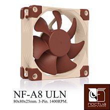 小白的生活工場*Noctua (NF-A8 ULN) 8公分風扇 / 1100RPM SSO2 磁穩軸承防震風扇