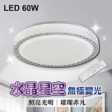 附發票 水晶星空吸頂燈 60W LED 附遙控器 無極調光調色 吸頂燈 調光吸頂燈 LED吸頂燈【東益氏】