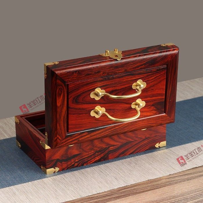 實木質紅木老撾紅酸枝中式珠寶密碼手飾首飾盒化妝箱飾品收納盒