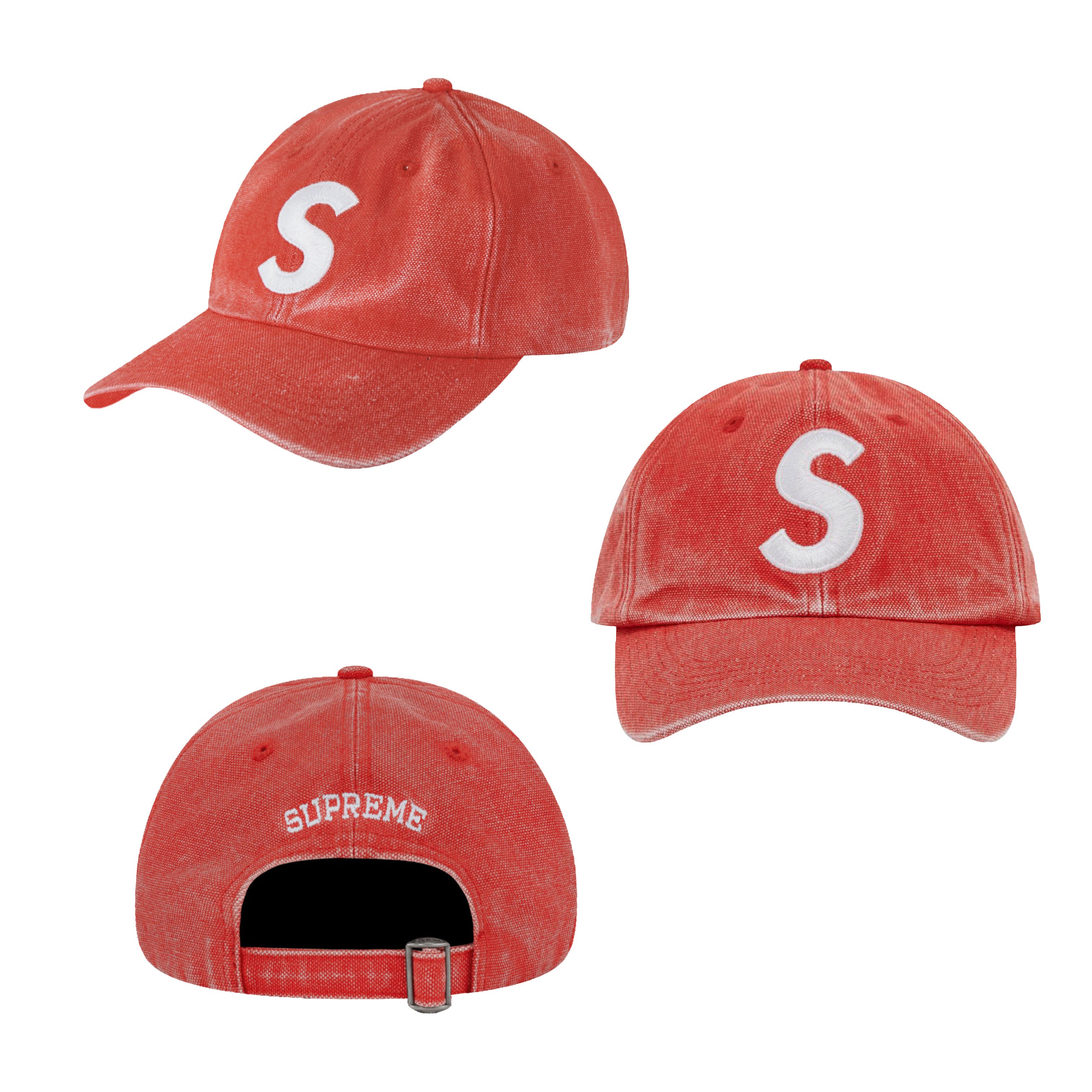 SUPREME 水洗布PIGMENT CANVAS S LOGO 6-PANEL 多色老帽⫷ScrewCap