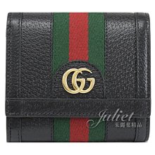 【茱麗葉精品】《全新商品》GUCCI 專櫃商品 719887 Ophidia GG經典織帶牛皮扣式零錢短夾.黑 現貨