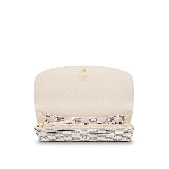 Louis Vuitton LV N63546 EMILIE 白棋盤格紋扣式零錢長夾