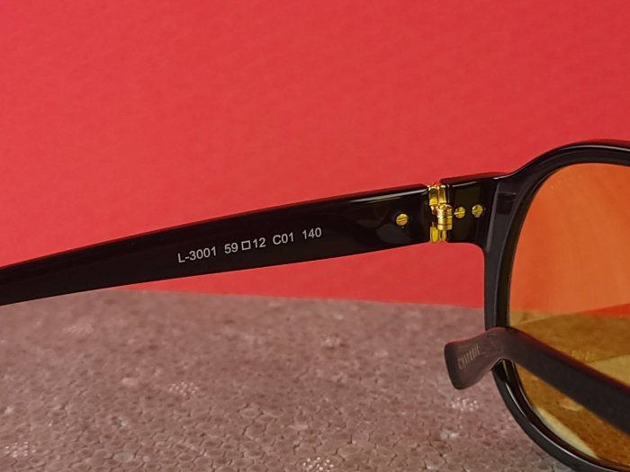 全新 瑞士品牌 CHARRIOL 黑色框/黃色鏡片 男性 飛官 太陽眼鏡 #4093 (一元起標 無底價)