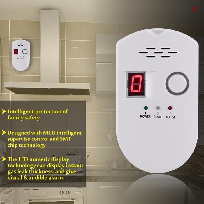 BRJ502D 最新式數字天然氣測器家用廚房用高靈敏度家用氣體報警可體洩漏監測器-來可家居