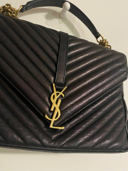 A520-二手 割愛 真品 ysl 郵差包 大 黑 學院風 學院包 大款 大容量 信封包 v 菱格紋 參考 pochette cf 2.55 口蓋包 coco