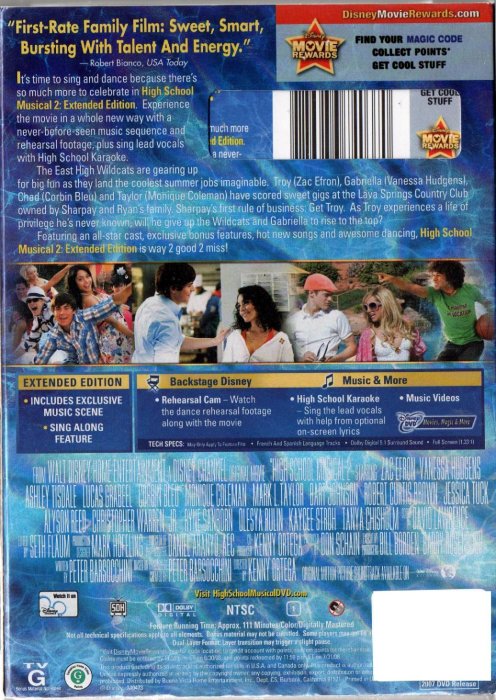 歌舞青春 2 High School Musical 2 DVD有霧 美版1區 無中文字幕 再生工場3 03