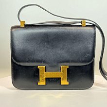 「活動促銷價」愛馬仕 康康 23 vintage box皮 黑金 Constance