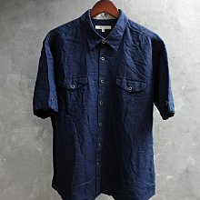 CA 專櫃品牌 G2000 深藍 棉麻混紡 短袖襯衫 17 一元起標無底價R108