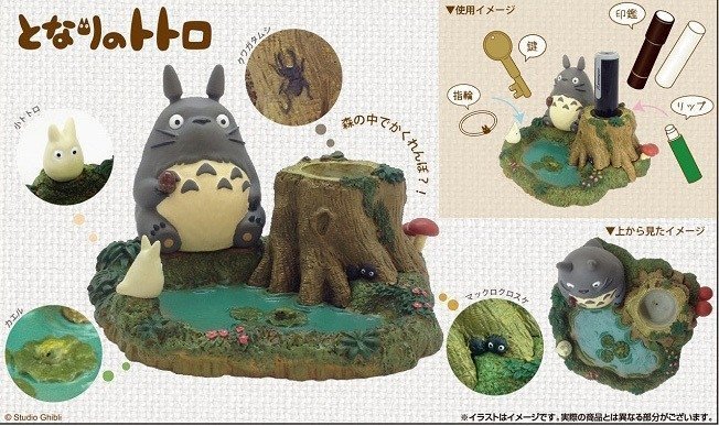 日本郵便局 印鑑收納座擺飾 龍貓池塘 宮崎駿 TOTORO 龍貓 裝飾品 收藏 郵局限定 4970381499471