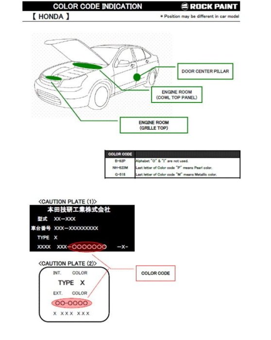 【振通油漆公司】日本ROCK原裝汽車烤漆 補漆 DIY HONDA 本田 車款 CR-V 色號 NH-731P 100g