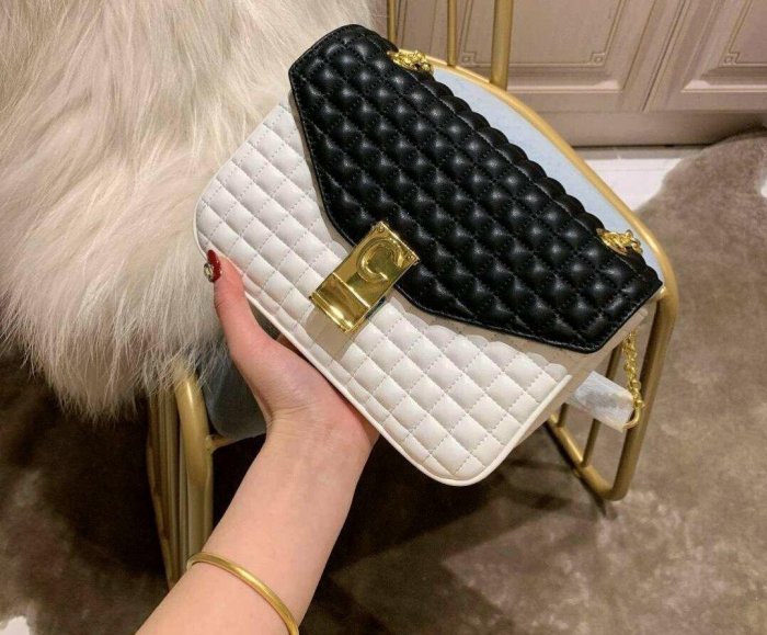 CELINE ► C bag ( size / M ) 撞色 拼色 方菱格紋 真皮 金屬金鍊 小肩背包 斜背包 手拿包 ｜100%全新真品｜  特價！