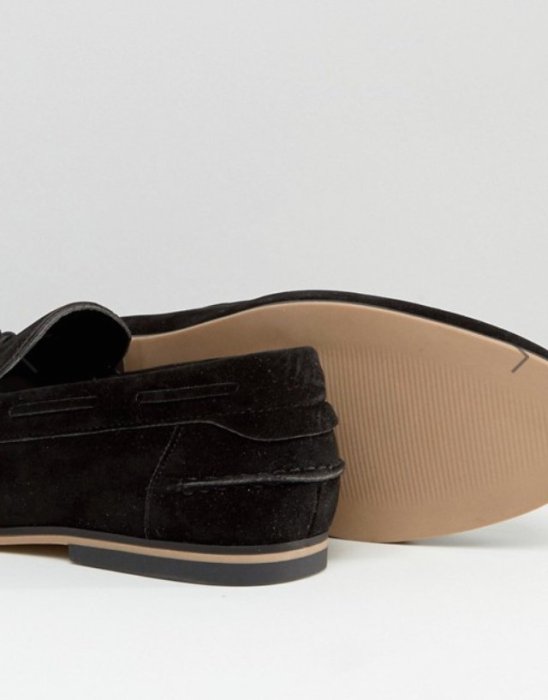 ASOS Tassel Loafers In Black Faux Suede With Fringe麂皮 樂福鞋 懶人