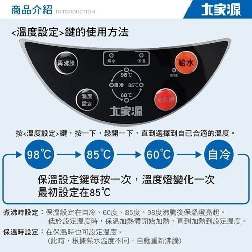 【大家源】碰杯給水 304不鏽鋼 4.6L三段定溫 熱水瓶/保溫壺/飲水機 TCY-2025