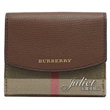 【茱麗葉精品】全新名牌 BURBERRY 專櫃商品 8027883 House 格紋拼接零錢扣式短夾.咖 預購無現貨