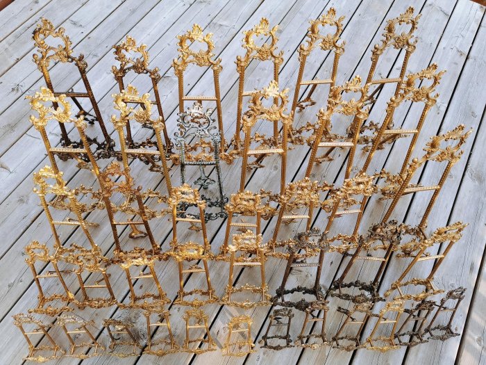 中古意大利黃銅鏤空雕花  洛可可 木質畫架，賞盤架，展示架，