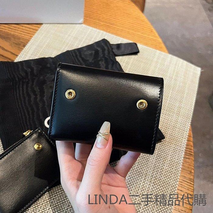 LINDA二手精品 CELINE 賽琳 凱旋門 二合一 亮面牛皮短款零錢包 卡包 皮夾 三折短夾 錢包 10I653