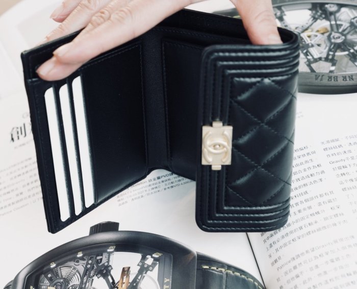 【COCO 精品專賣】Chanel A80734 Boy Small Wallet Boy 短夾 黑金