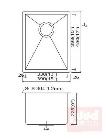 【路德廚衛】Lofn Rindr方型手工不鏽鋼水槽- KSSX-3900R 圓角方形不銹鋼水槽(平接、下崁適用)