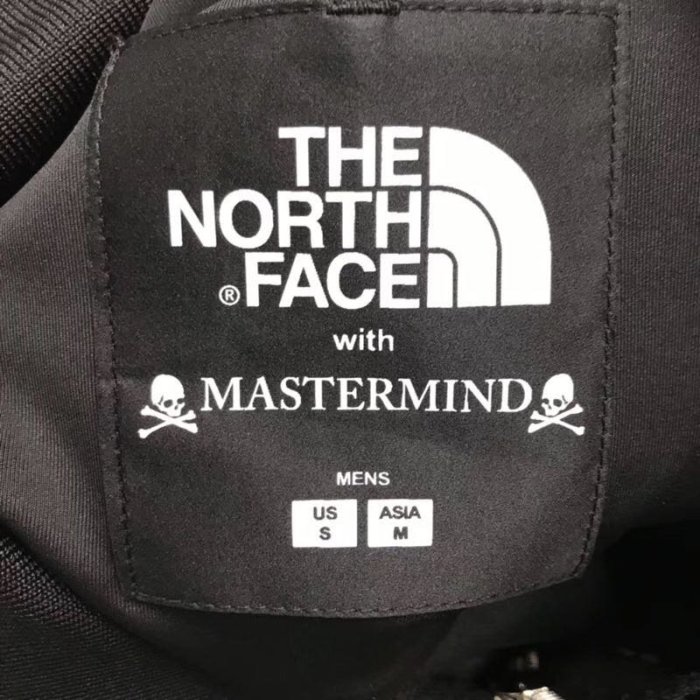 日本mastermind japan 聯名AW18新款The North Face 大骷髏頭黑色立領口袋拉鏈夾克外套