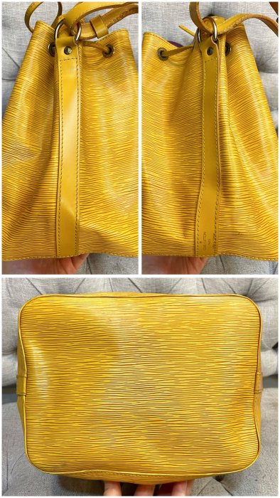 (已售出）LV 二手真品 黃色 EPI 全皮 水波紋 中水桶包
