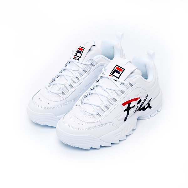 ⚡️潮鞋瘋⚡️現貨FILA Disruptor2草寫字體 全白 黑色 老爹鞋 厚底鋸齒鞋 增高鞋 閨蜜鞋 女段